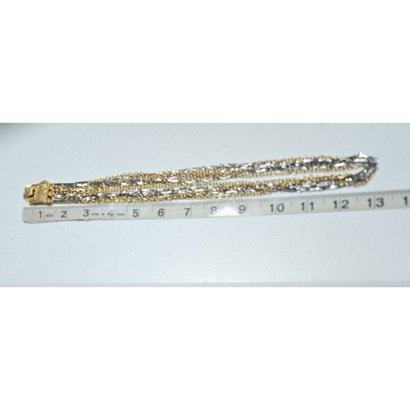 Vintage Gold Silver Tone Multi Strand Chain Necklace Chunky Fashion Jewelry - Picture 6 of 7